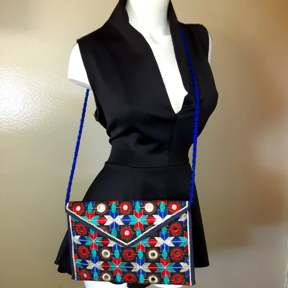 Embroidered Mirrored Envelope Bag